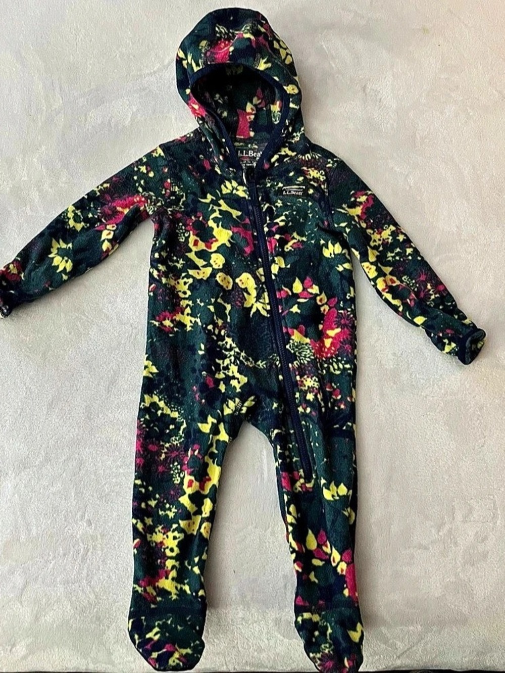 L.L.Bean Hi-Pile Fleece Bunting Floral Baby 3-6 MO